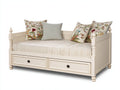Sofás cama madera 205x100x98 cm - blanco roto - diseño clásico con 2 cajones para dormitorio