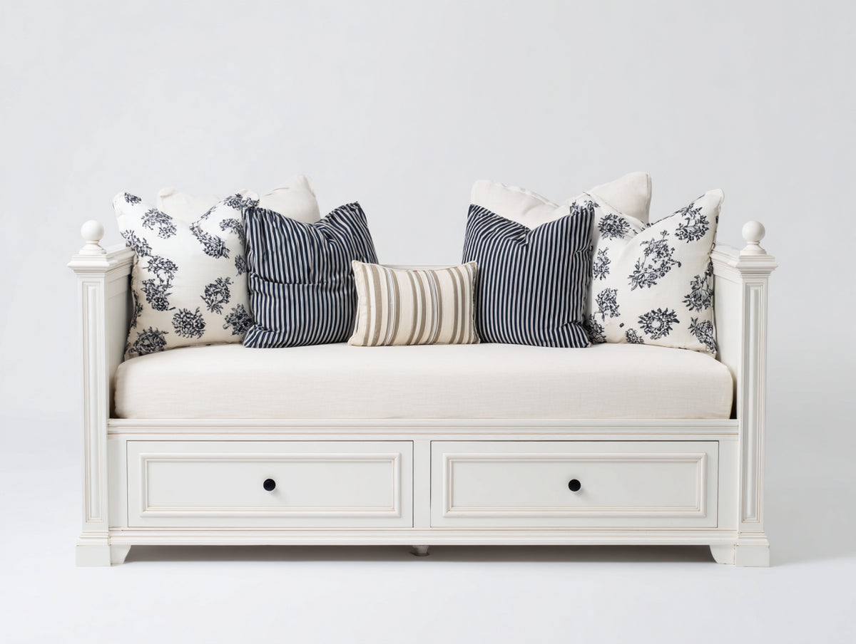 Sofás cama 205x100x95 cm - Madera - Blanco - Diseño tipo diván con dos cajones de almacenamiento