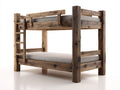 Literas - Estructura efecto madera 205 x 105 x 182 cm - Marrón rústico con escalera integrada y dos niveles