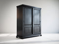 Armarios 150x60x200 cm - Madera - Negro - Dos puertas correderas y diseño clásico