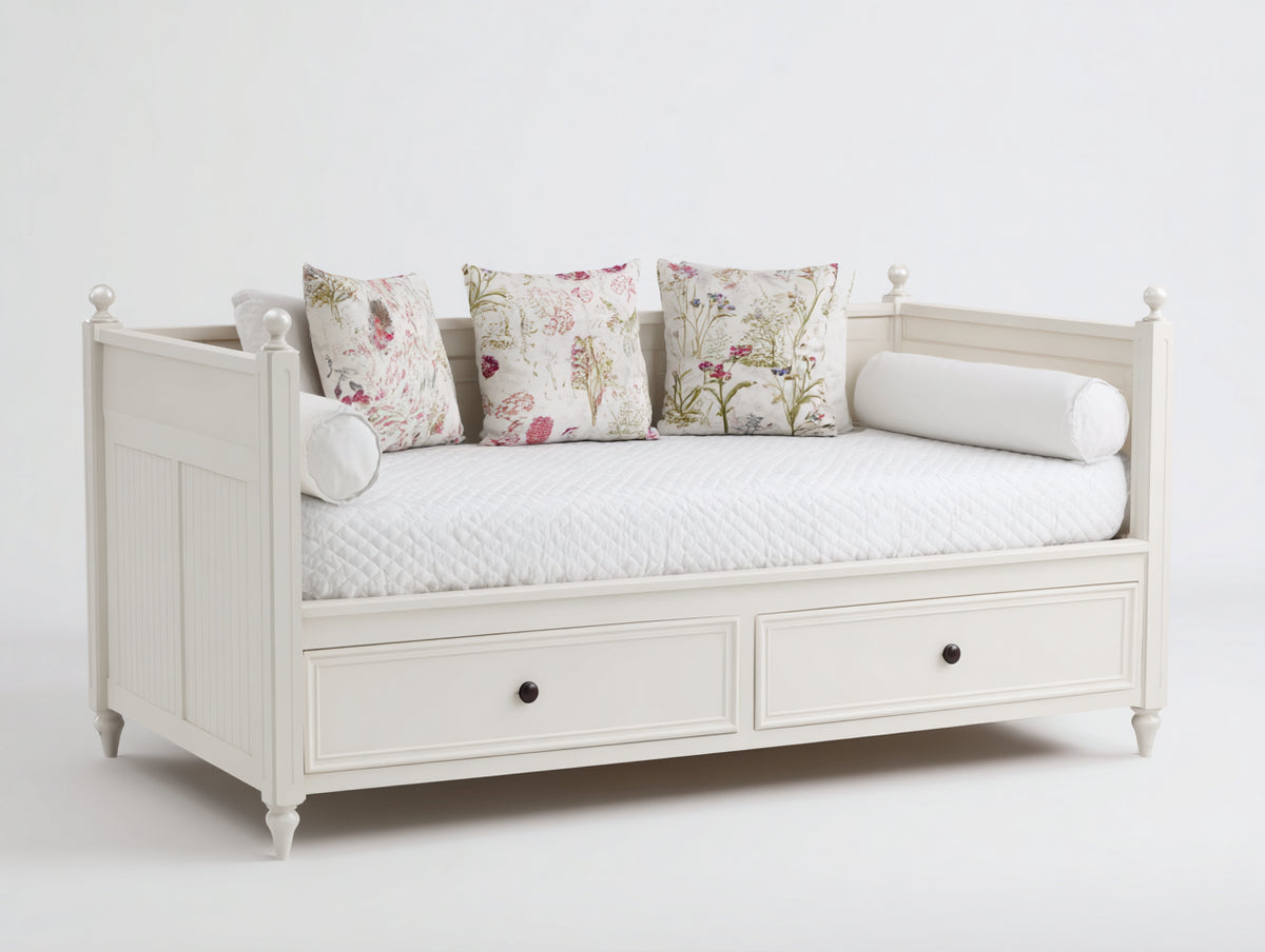 Sofás cama madera 205x100x95 cm - blanco - diseño clásico con 2 cajones para dormitorio