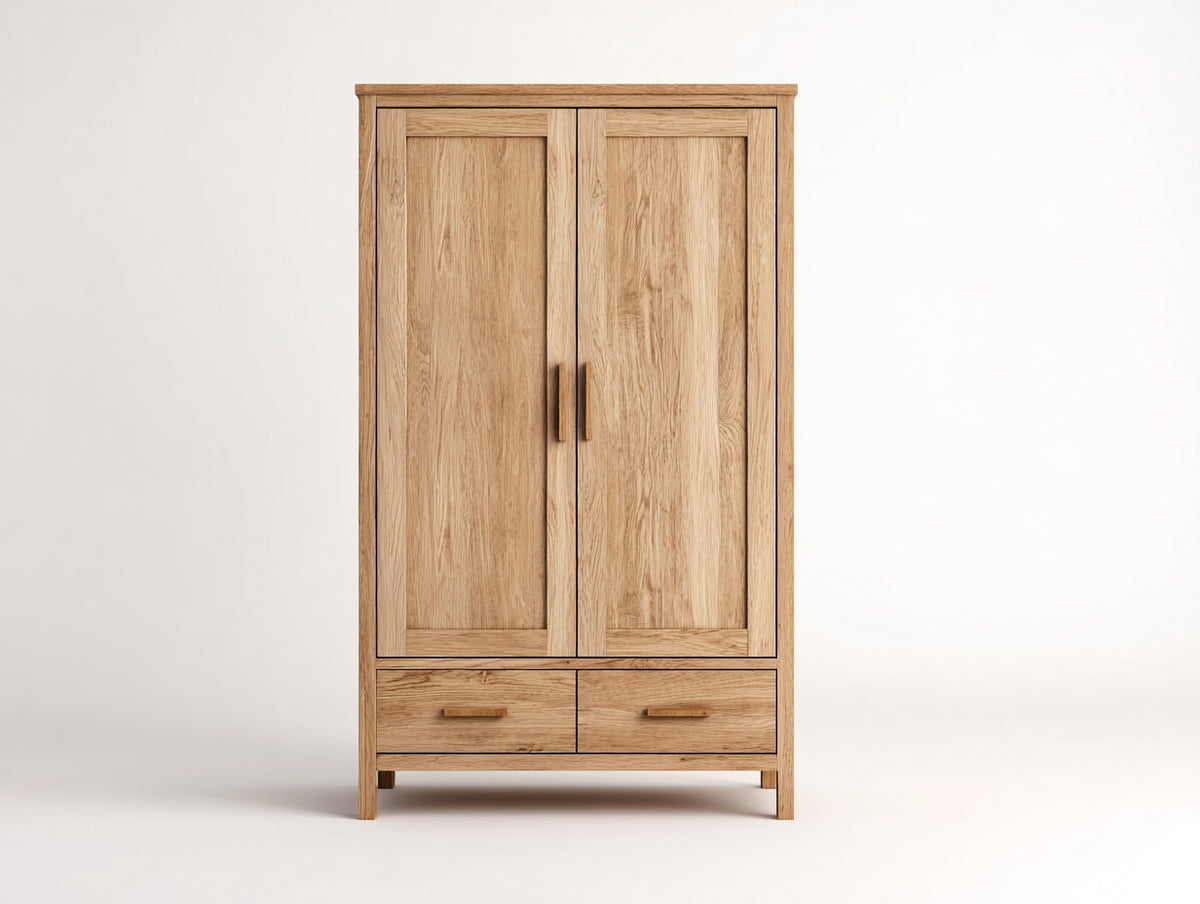 Armarios madera 100x55x190 cm - roble natural - 2 puertas y 2 cajones para dormitorio