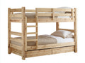 Literas 210x105x180 cm - Madera - Natural - Dos camas individuales con escalera y almacenamiento inferior