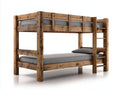 Literas de madera 210x105x175 cm - marrón natural - diseño rústico con escalera integrada