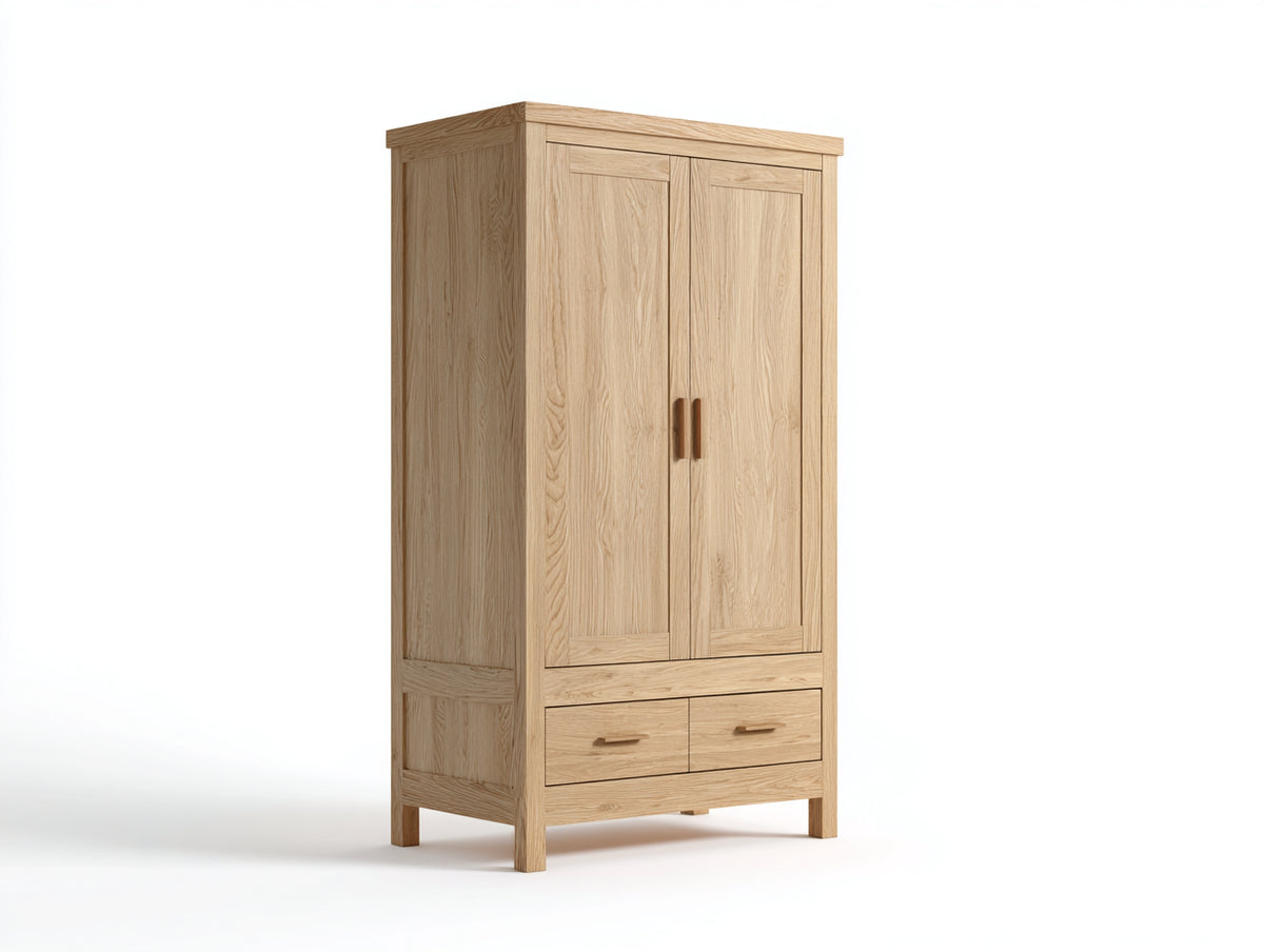 Armarios - Acabado efecto madera 100 x 55 x 190 cm - Roble natural con 2 puertas y 2 cajones