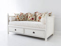 Sofás cama - Estructura blanca 188 x 88 x 90 cm - Tapizado blanco crema con 2 cajones y diseño clásico