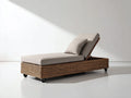 Tumbonas de ratán 200x75x85 cm - marrón natural - respaldo reclinable con ruedas
