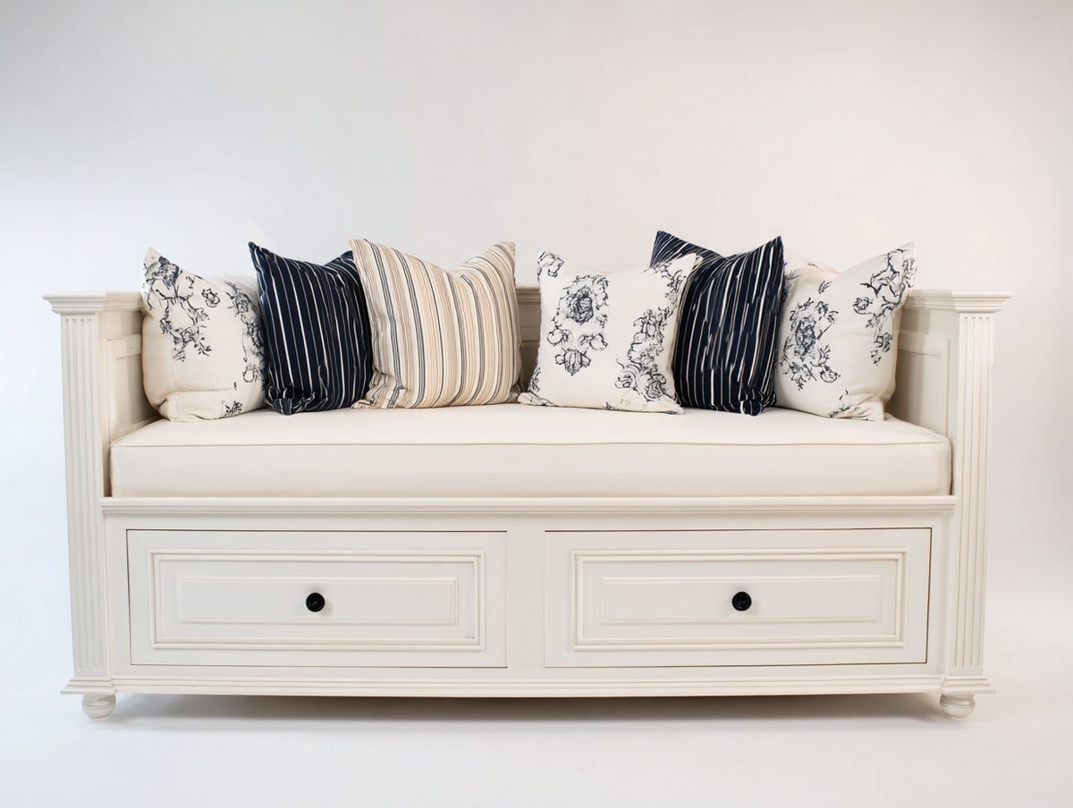 Sofás cama madera 205x98x96 cm - blanco - diseño clásico con 2 cajones para dormitorio