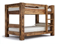 Literas madera 210x105x175 cm - marrón rústico - diseño de dos niveles con escalera para dormitorio