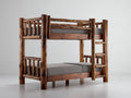 Literas 210x105x185 cm - Madera - Marrón - Dos camas individuales con escalera lateral y diseño rústico