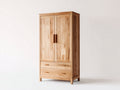 Armarios de madera 95x55x190 cm - madera natural - 2 puertas y 2 cajones de estilo clásico