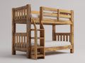 Literas 210x105x180 cm - Madera - Natural - Dos camas individuales con escalera central y barandillas